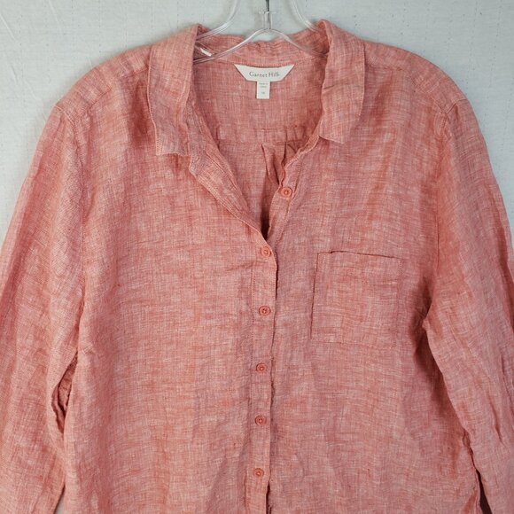 Garnet Hill 100% Linen Button-up Shirt Long Sleeve size 16 Boho Resort Lagenlook - Picture 3 of 12